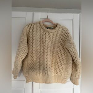Vintage Cream Cable Knit Wool Sweater